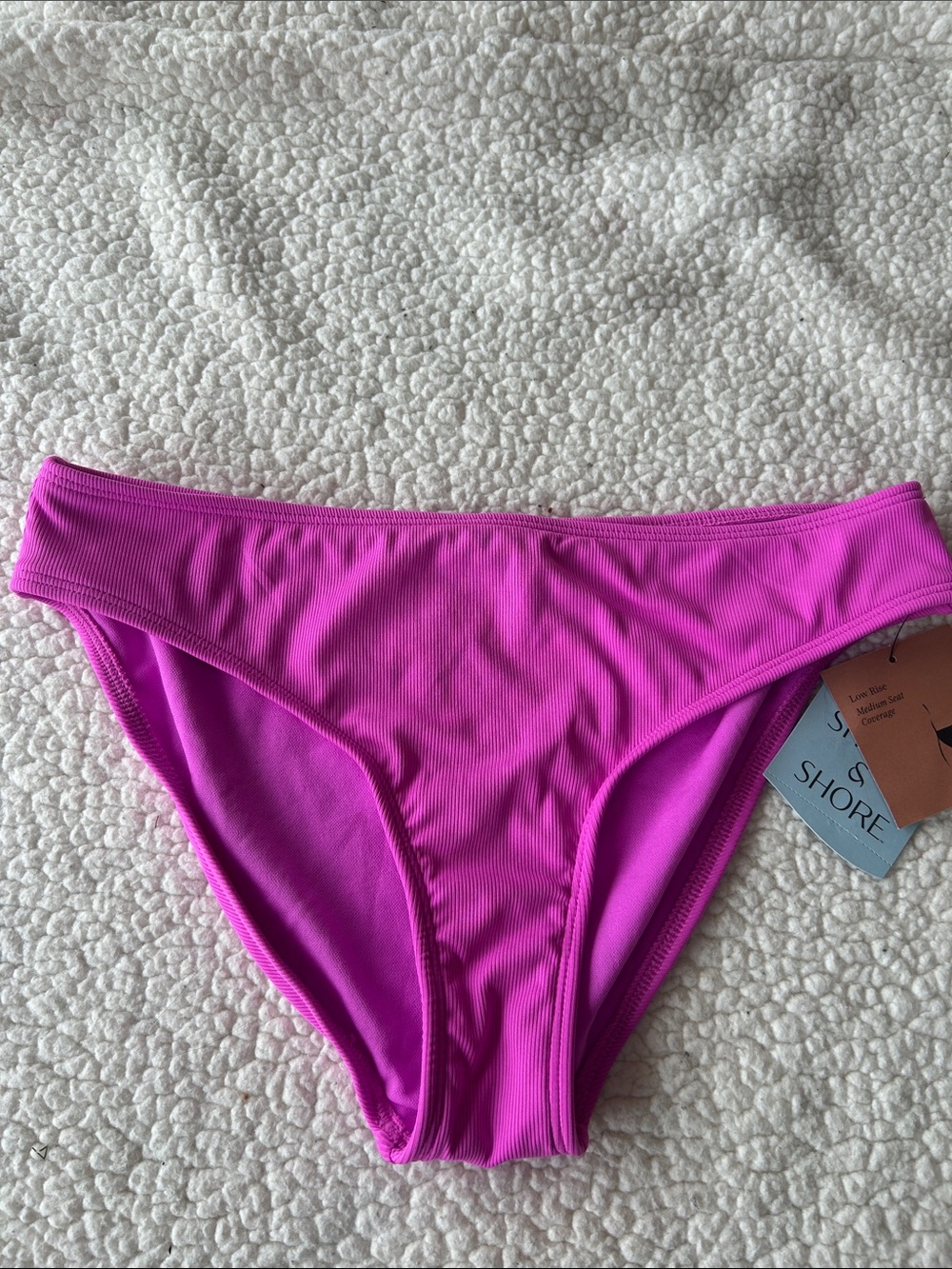 Shade & Shore Hot Pink Ribbed Bikini Bottom